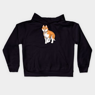 Red and White Siberian Husky Dog Brown Eyes Kids Hoodie